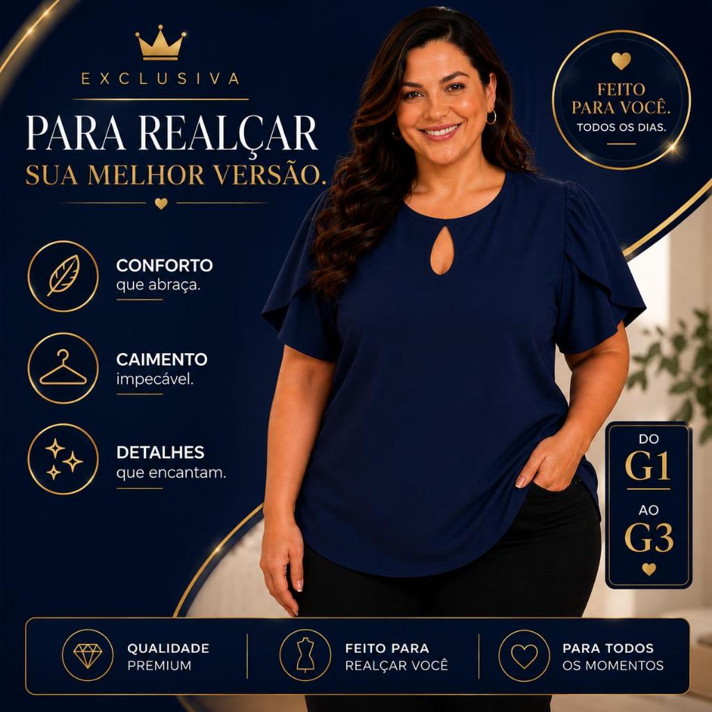 Blusa Plus Size Premium Elegante Confortável Caimento Perfeito Entrega Rápida