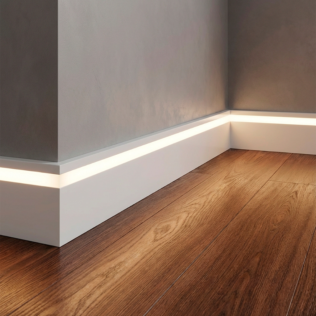 Rodapé Poliestireno 10cm Rodape 90cm Com Encaixe Luz Led