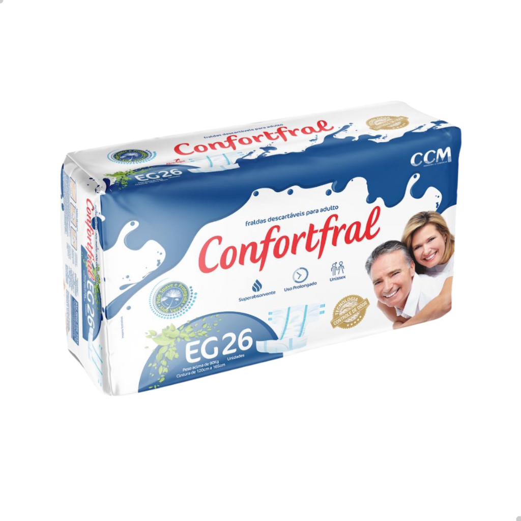 Fralda Geriatrica Confortfral Econômica Tamanho G ou EG CCM Pacote Para Adulto Idosos