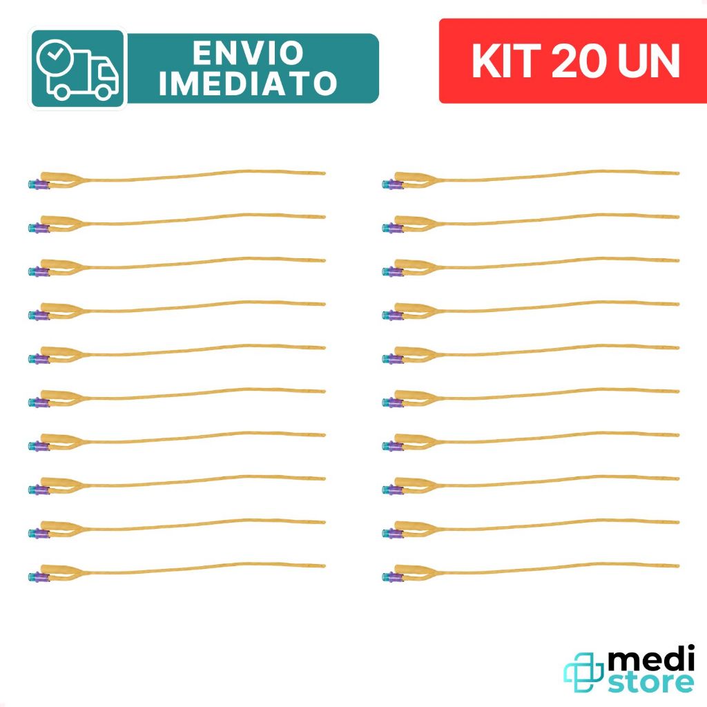 Kit com 20 - Sonda Foley Látex 2 Vias Tam. N.22 30CC - Medix - Envio Imediato
