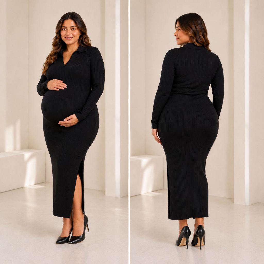 ✨ Vestido Midi Gestante Premium Feminino Elegante Com Caimento Confortável Para Gravidez