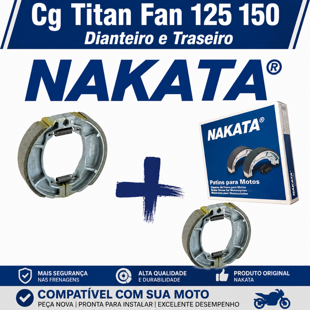 Imagem Par Lona Patim Freio Cg Titan Fan 125 150  Dianteiro e Traseiro Cargo Start Ks Es Mix Flex