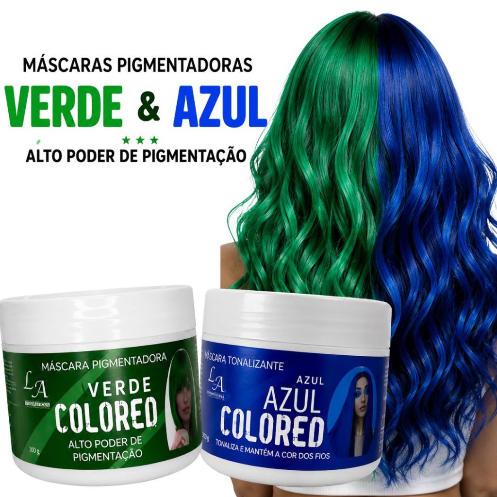 Kit Mascara Tonalizante Azul + Mascara Tonalizante Verde Copa Do Mundo - L&A Cosméticos 300gr