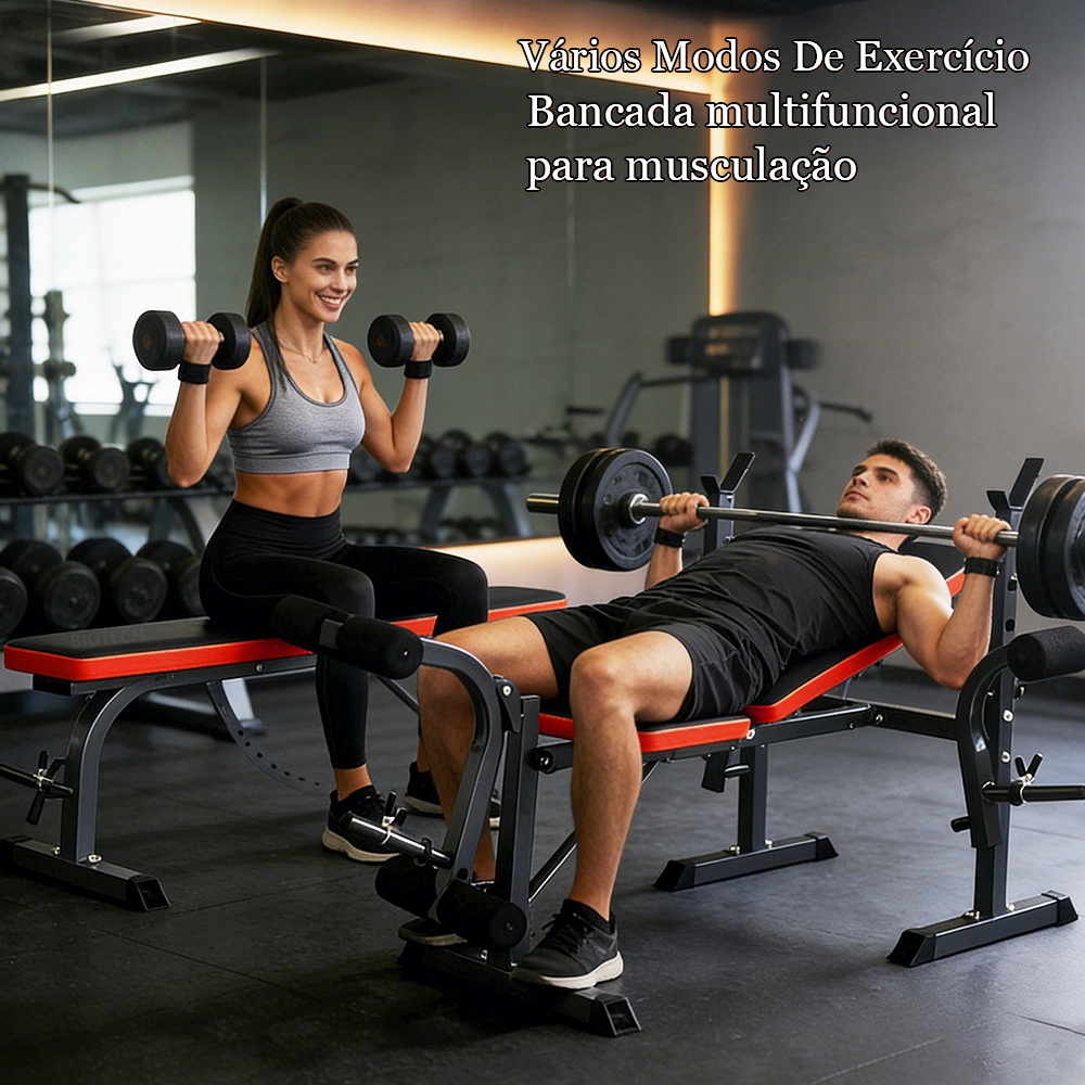 Banco De Supino E Estação De Musculação Multifuncional Treino De Força Para Casa Ou Academia