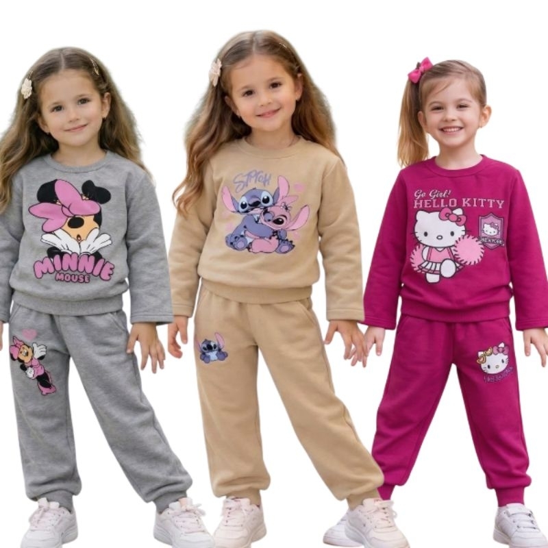 Conjunto Moletom Infantil Flanelado Menina e  Menino Agassalho De Frio Inverno Casaco + Calça