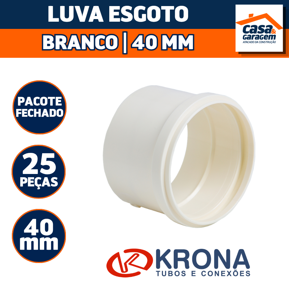 Kit Com 25 Luva Esgoto 40mm 644 Krona