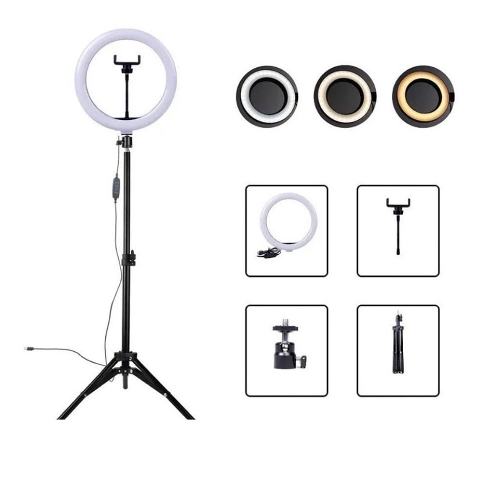 Ring Light 10 Polegadas Com Tripé 2,10m Led Selfie Profissional Para Celular e Lives