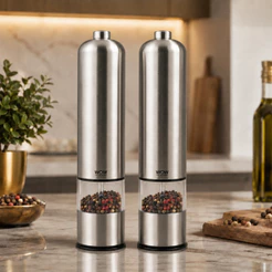 Kit 2 Moedor de Pimenta e Sal Eletrico em Aço Inox Temperos