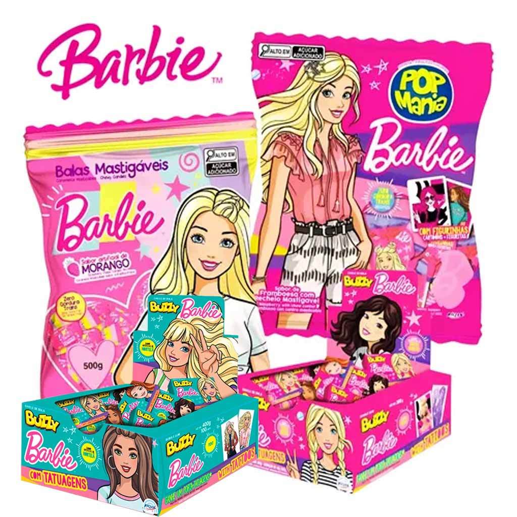 Kit Barbie Festa Pirulito Bala e Chiclete Lembrancinhas