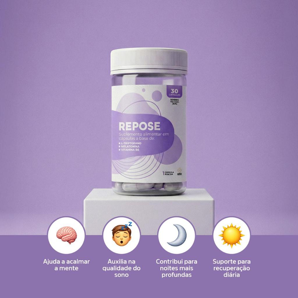Suplemento para Melhora do Sono com Melatonina 30 Cáps - Repose Suplemento Alimentar Curatio