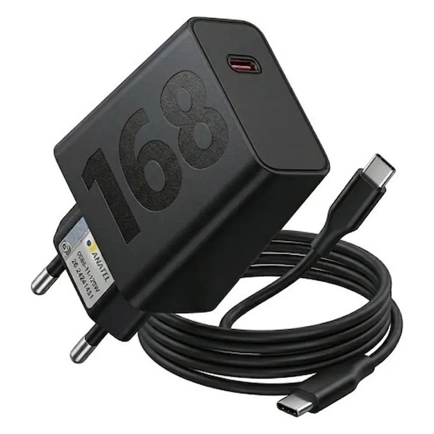 Carregador Turbo 168W Fonte e Cabo Tipo C 6A Carga Ultra Rápida Compatível Com M