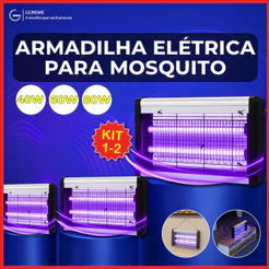Armadilha Elétrica para Mosquito 40W 60W 80W Mata Insetos Luminária Led com Suporte para Parede