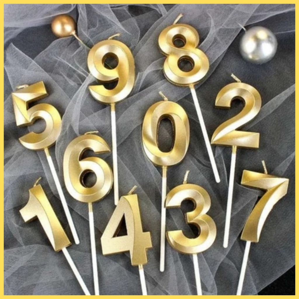 Kit 2 Velas de Aniversário  Dourada Design com Palito Diferente - Escolha o Número