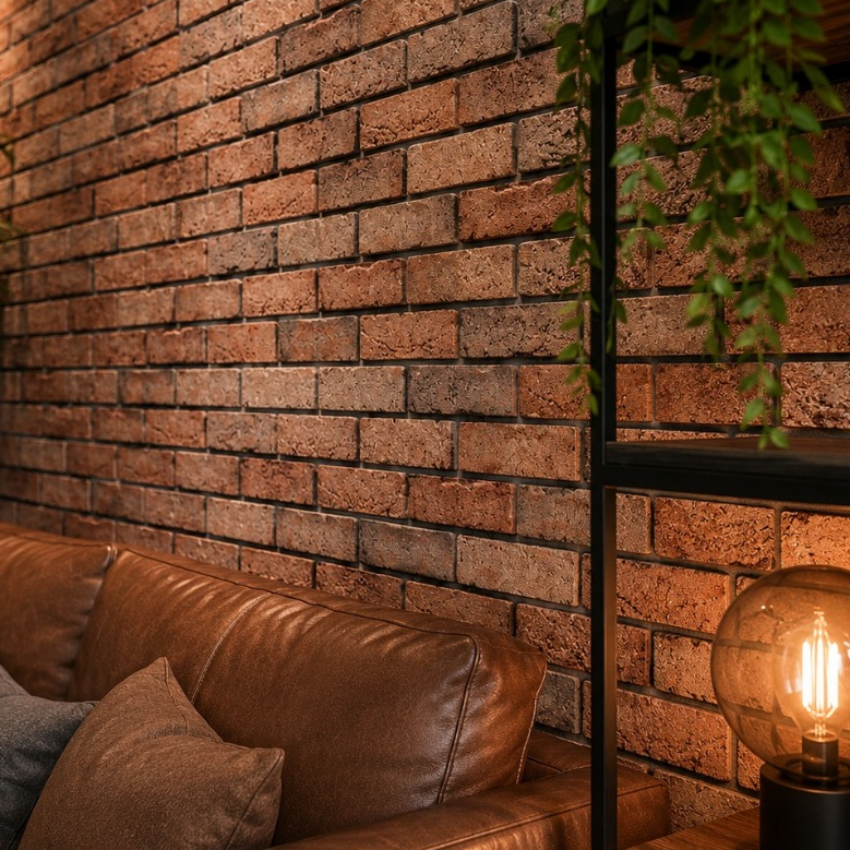 Papel de Parede Adesivo Pedra Tijolo Rústico Vermelho Clássico Vinil Adesivo 3D Lavável Moderno Luxo
