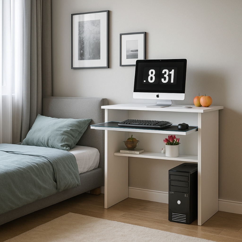Mesa Computador Suporte para Teclado Prateleira Escrivaninha Home Office Multiuso Compacta e Moderna