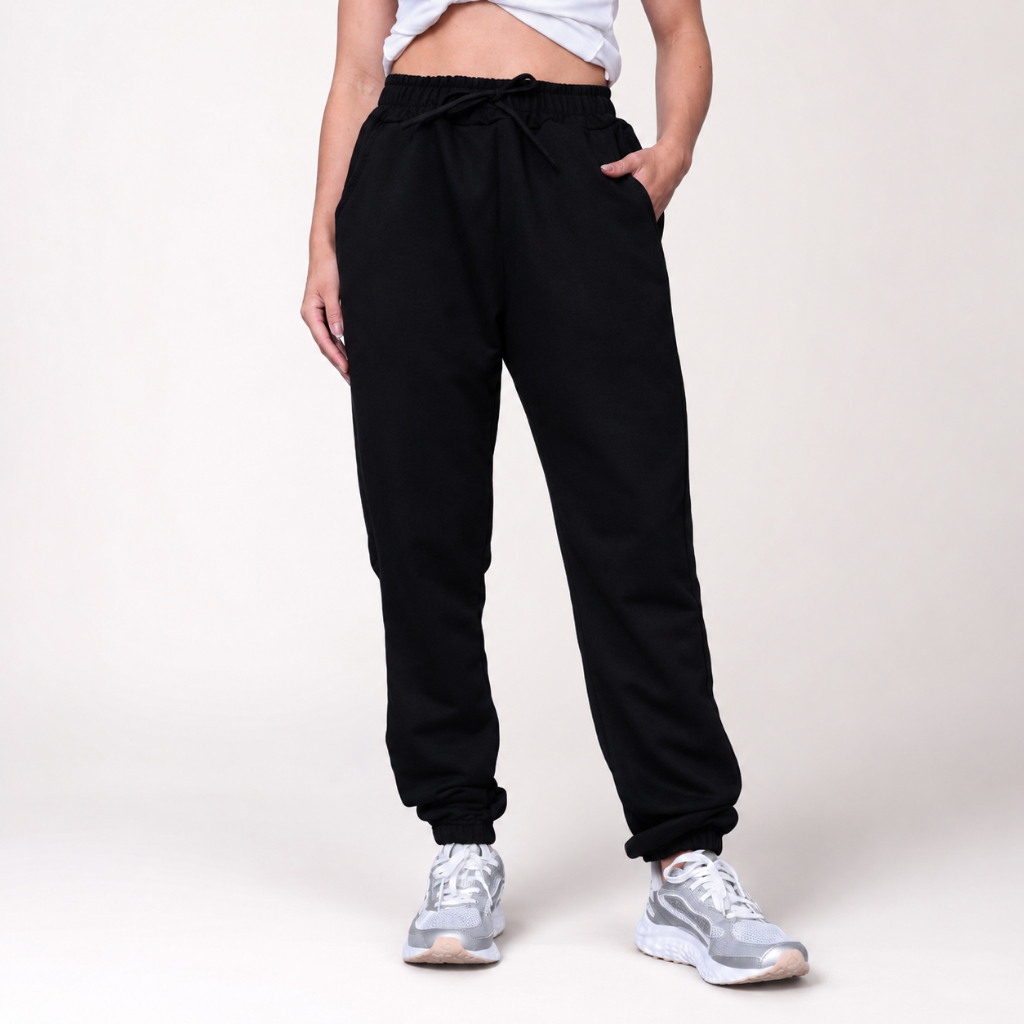 Calça Moletom Feminina Jogger Peluciada Grossa Flanelada Inverno Com Punho