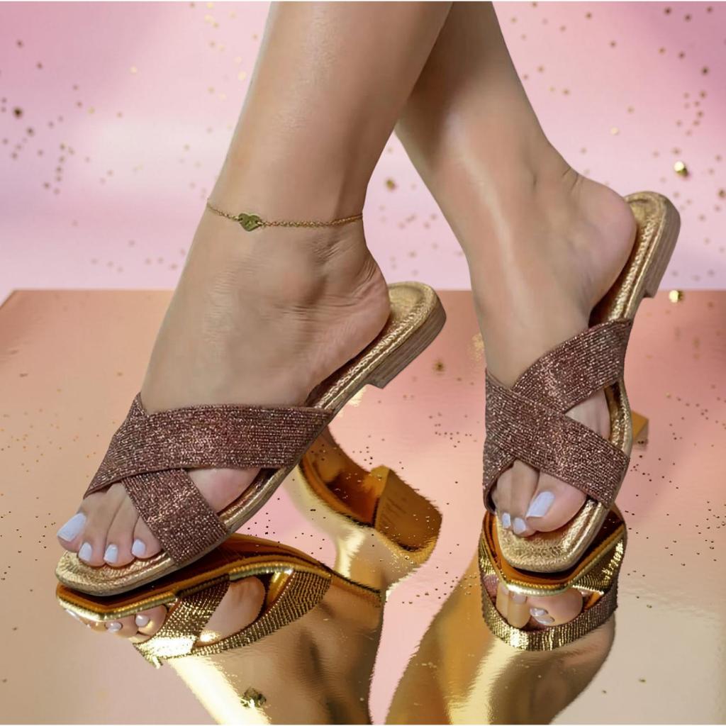 Chinelo California Feminino Confortável com Tiras Cruzadas - Cantinho dos achadinhos