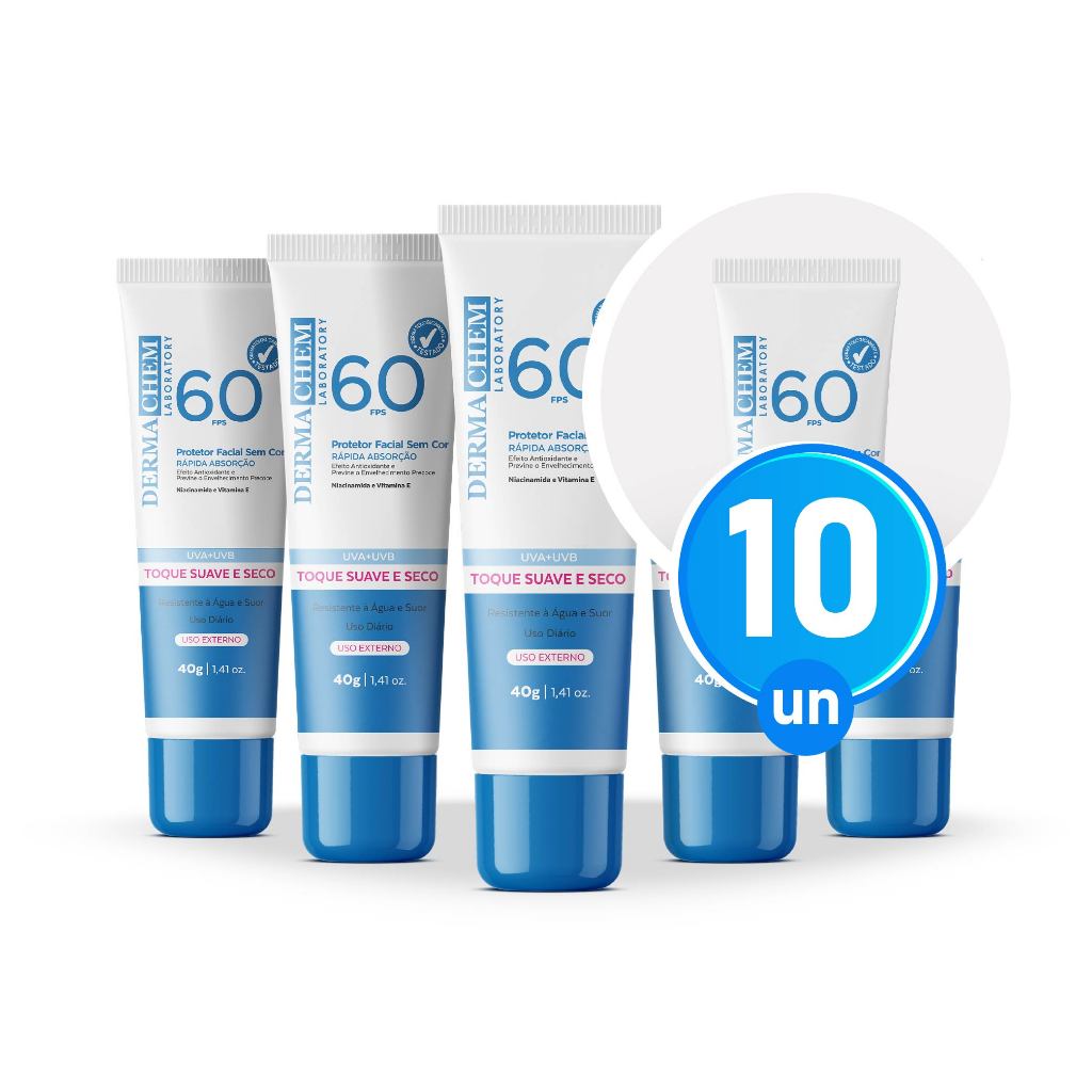Kit 10 Protetor Solar Rosto FPS60 40g Dermachem