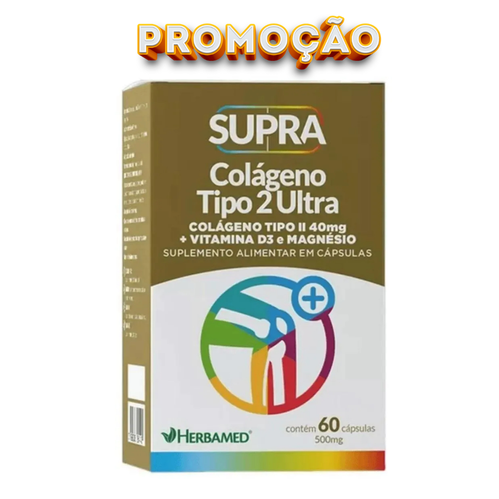 Colágeno Tipo 2 Ultra - 60 Cápsulas - Herbamed (Vitamina D, Magnesio)