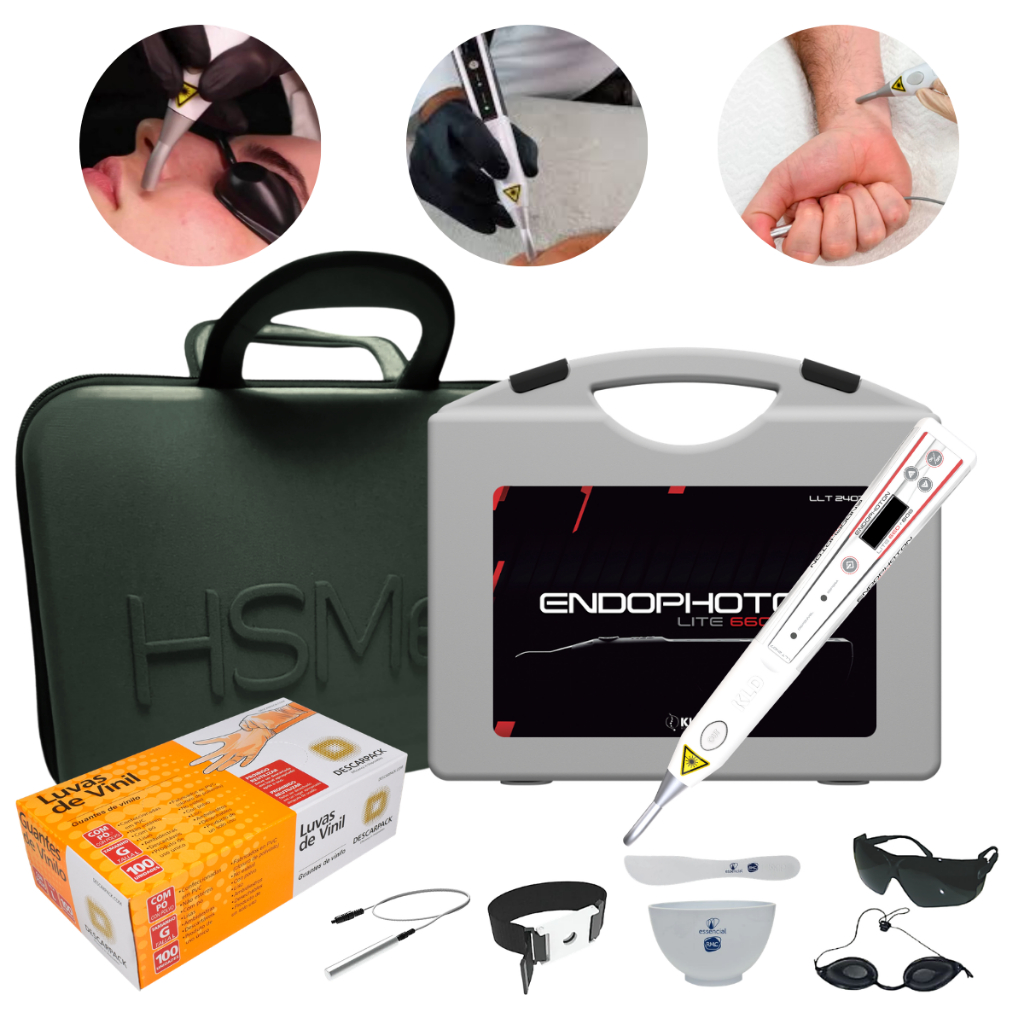 Endophoton Lite KLD Laser Terapêutico 660nm 808nm Fisioterapia Maleta Preta Luva g