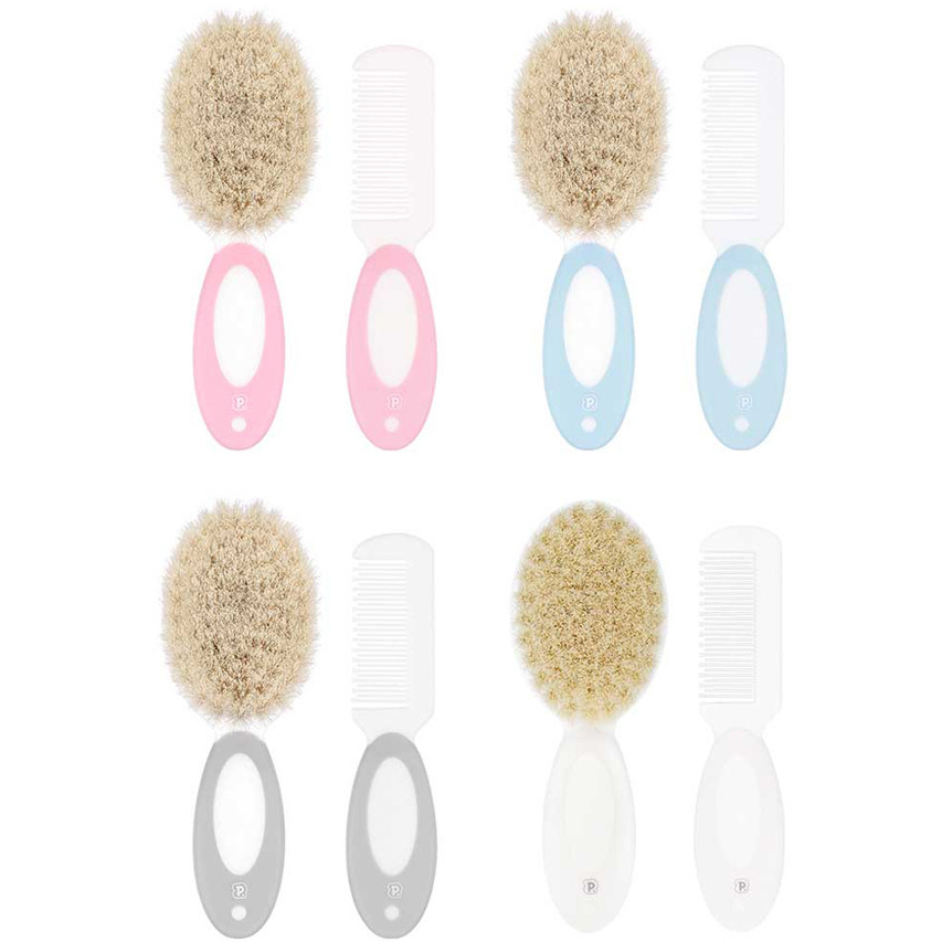 Kit Higiene Escova e Pente Cerdas Naturais Pimpolho Kit Escova e Pente com Cedras de Lã de Carneiro