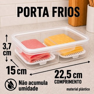 Porta Frios Hermético Branco com Escorredor Removível Organizador para Geladeira