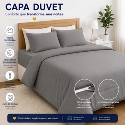 Capa De Edredom Duvet Zíper Acetinado Micropercal 400 Fios PREMIUM Coberdrom LENÇOL DUPLO.