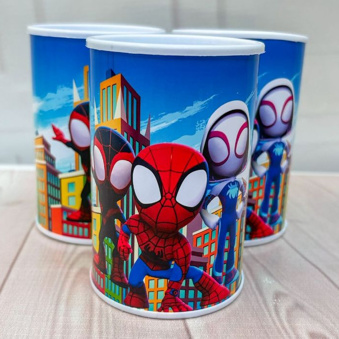 Kit Cofrinhos Personalizados Spidey e seus amigos - Homem aranha 10x6cm Lembrancinha Festa Infantil básico