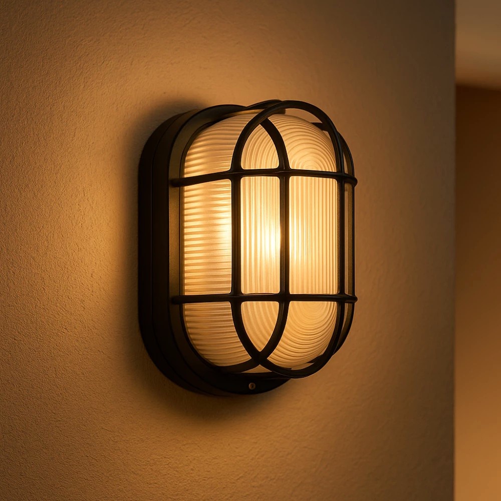 Arandela LED Tartaruga Oval E27 Preta IP65 – Luminária Externa Bivolt | Lumi Nova Eletrica