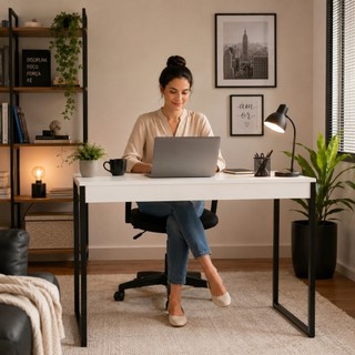 Mesa Escrivaninha Industrial 110x45x77 Mesa Home Office Escrivaninha Industrial Quarto Notebook
