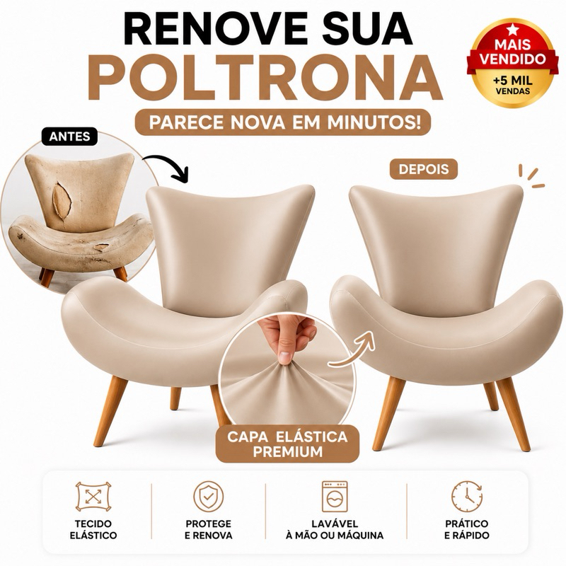 Kit 2 Capa Para Poltrona Emília Vegas Borboleta Malha Gel Elasticada Lavável