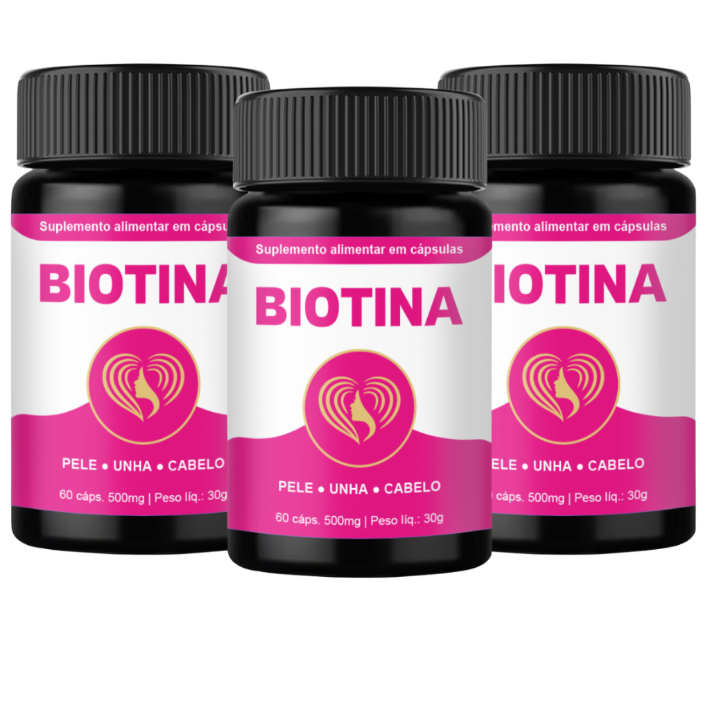 Biotina para Cabelo Premium Vitamina Fortalecedora Pele, Cabelo e Unhas - 60 Cápsulas