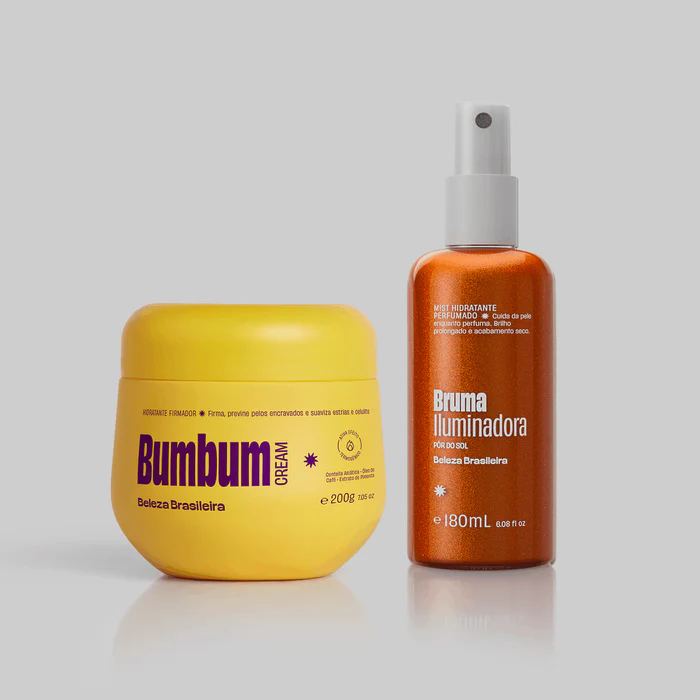 Duo Pôr do Sol Beleza Brasileira: Bumbum Cream 200g + Bruma Iluminadora Body Splash Bronze 180ml