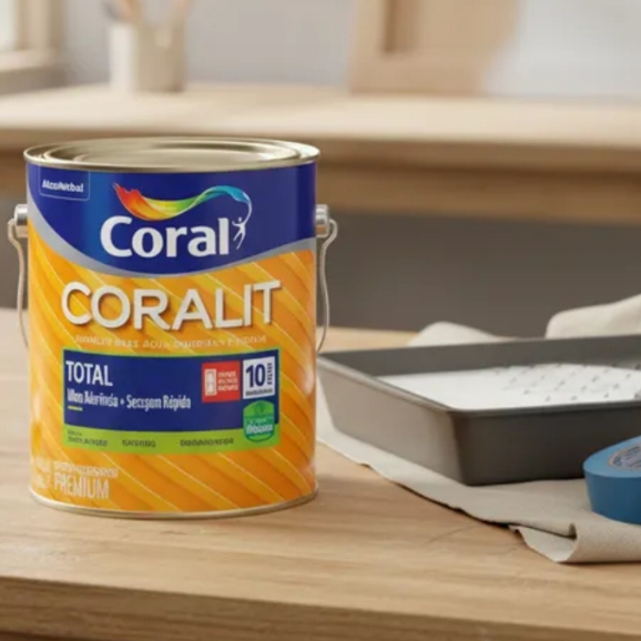 Tinta Esmalte Coralit Total Água Madeira E Metais 3,6 Litros Branco Acetinado