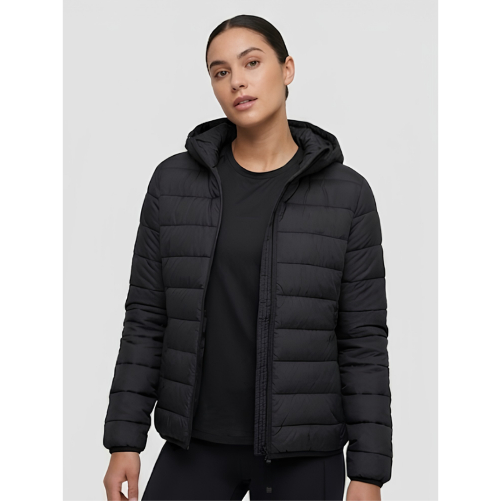 Jaqueta Puffer Bobojaco Preta Feminina Inverno Casaco de Frio C/ Capuz Quente