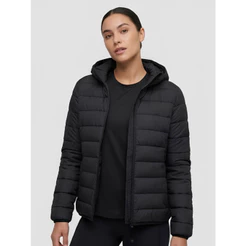 Jaqueta Puffer Bobojaco Preta Feminina Inverno Casaco de Frio C/ Capuz Quente