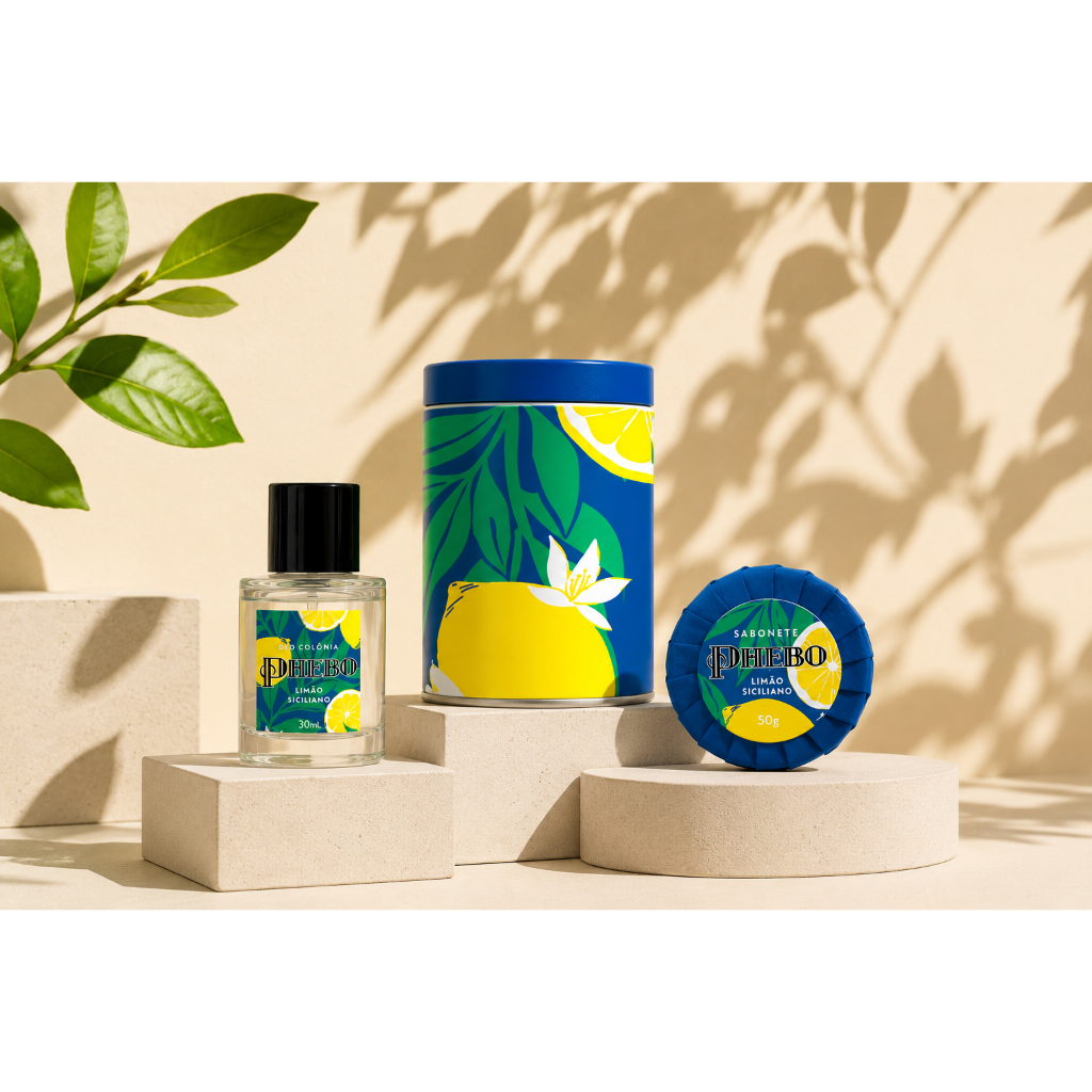 Kit Presenteável Latinha Colônia & Sabonete Limão Siciliano 30ml + 50g Phebo Vegano