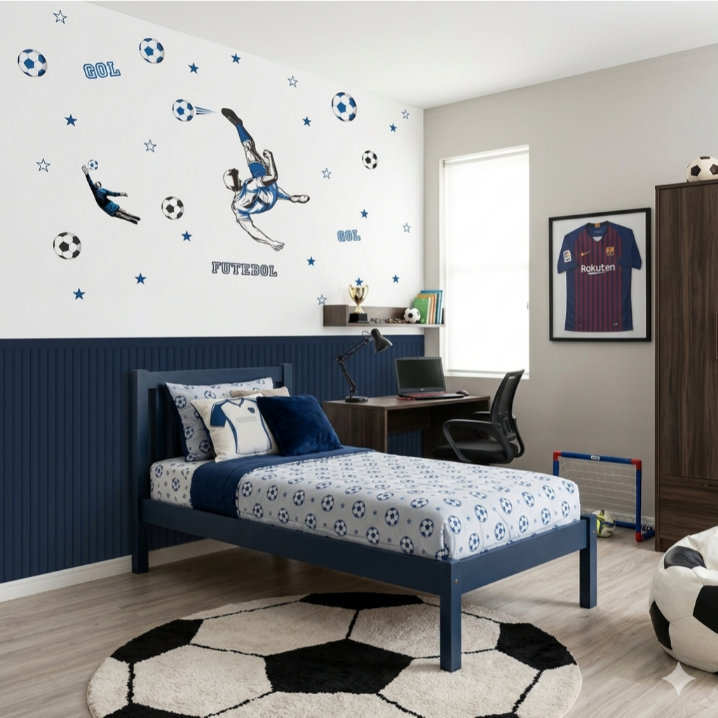 Adesivo De Parede Infantil Futebol Quarto Menino Gol 100x100cm Sem Fundo copa bola