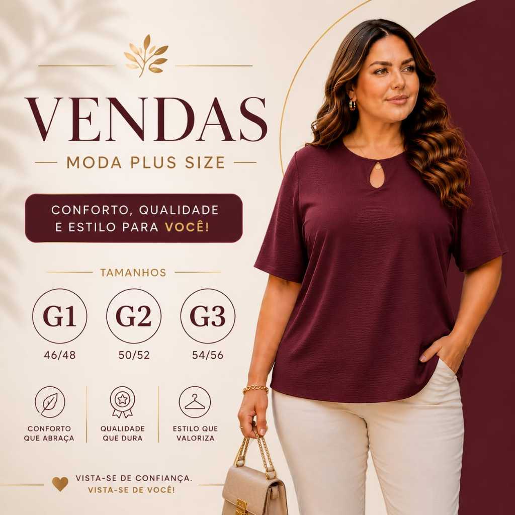 Blusa Feminina Plus Size Elegante G1 G2 G3 Tecido Premium Confortável pronta entrega