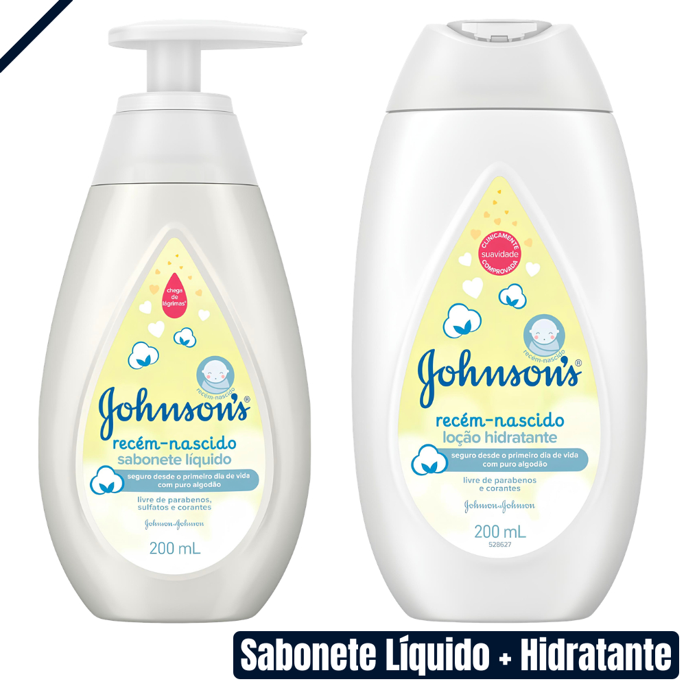 Kit Sabonete Líquido Johnson's Baby Recém Nascido 200ml + Loção Hidratante Johnson's Baby RN 200ml