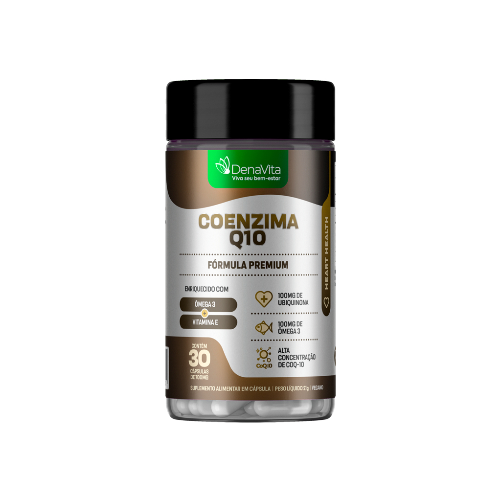 Coenzima Q10 + Ômega 3 Vegetal + Vitamina E - Energia, Vitalidade e Saúde DenaVita