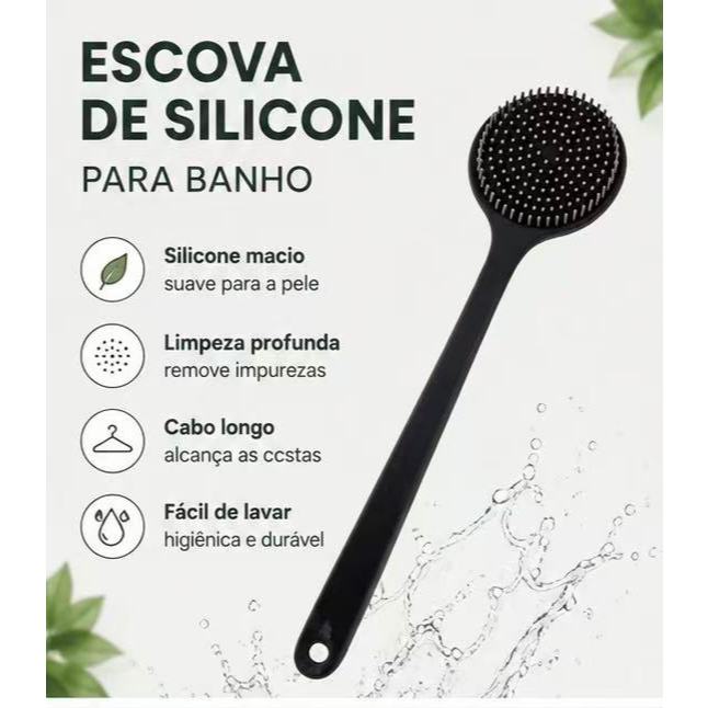 Escova De Banho Dupla Face Com Cabo Longo De Silicone Para Massagem Nas Costas