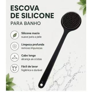 Escova De Banho Dupla Face Com Cabo Longo De Silicone Para Massagem Nas Costas