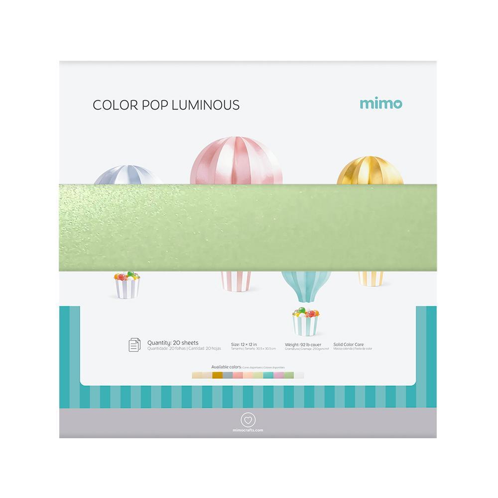 Papel Color Pop Luminous Verde Salada Mimo - 30,5 x 30,5 cm - 250 g - 20 Fls