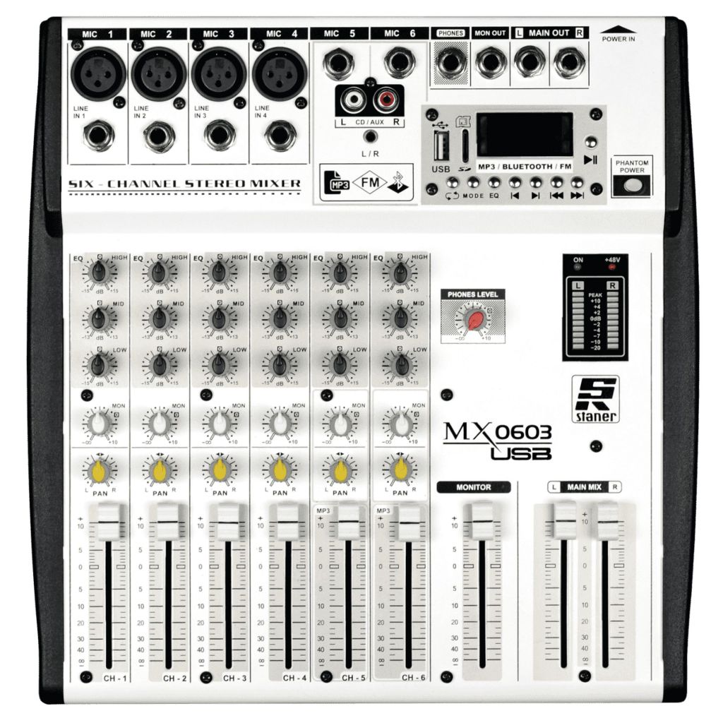 Mesa de Som Staner 6 Canais MX-06.03USB Bluetooth USB