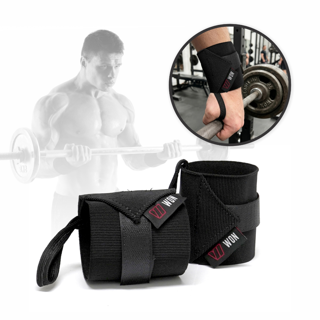 Protetor De Punho Par Profissional Munhequeira Crossfit Won Preto Elástica Alta Compressão Ajustavel de Pulso