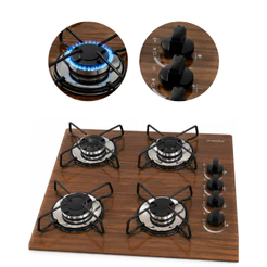 Fogão Cooktop Gás 4 Bocas Ultra Chama Chamalar 127v/220v Amadeirado Escuro