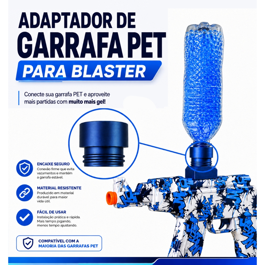 Adaptador de Garrafa PET para blaster Lança Bolinhas De Gel Elétrica Arminha de gel AK47 MP5