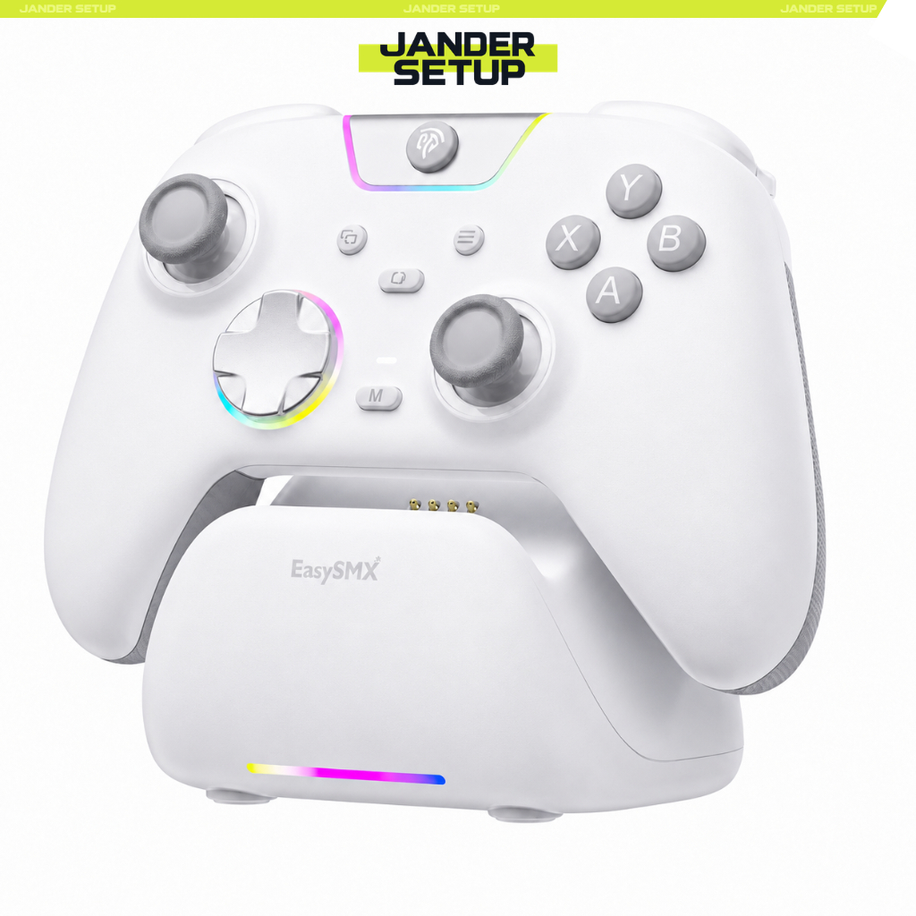 Controle EasySMX X05 Pro Com base, Sem Fio, Hall Effect, 1000Hz para PC/ Switch/ Android/ iOS/ Steam