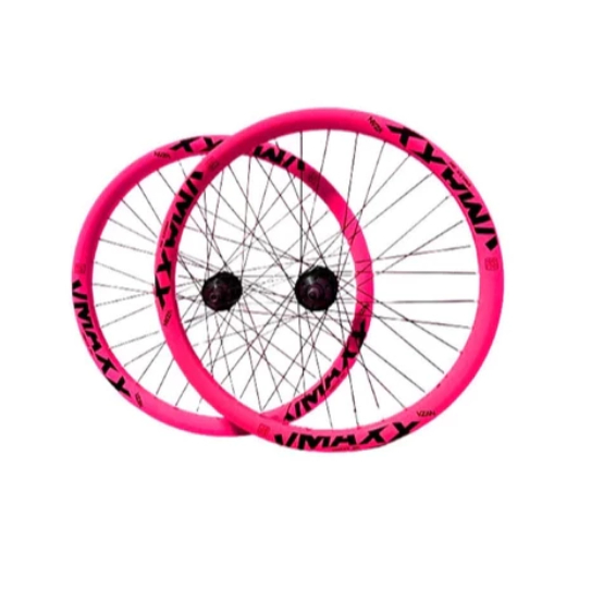 Par de roda Aro 26 montado e completo Vzan Vmaxx SL Rosa Para Freio a Disco Cubo de Rosca Original
